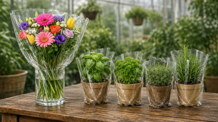 Biobased, ademende PLA-folie voor bloemen en kruiden