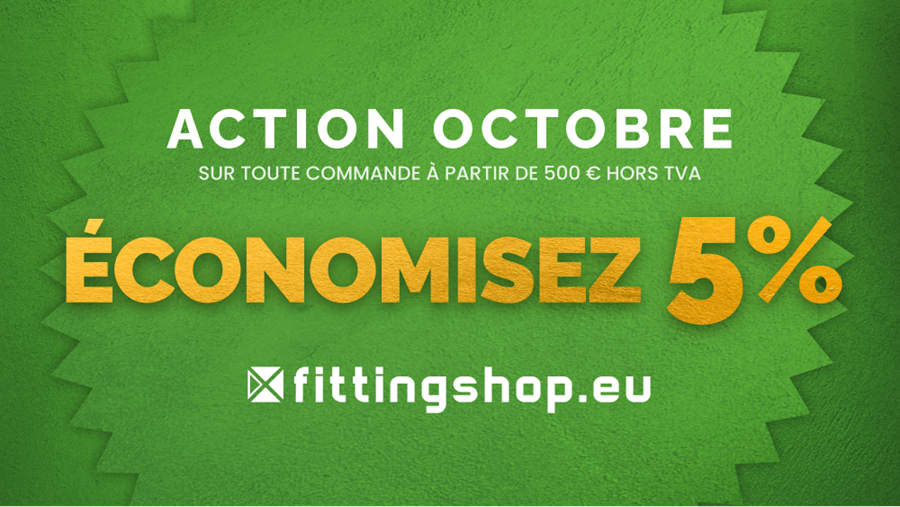 Profitez de 5 % de réduction en octobre chez Fittingshop.eu