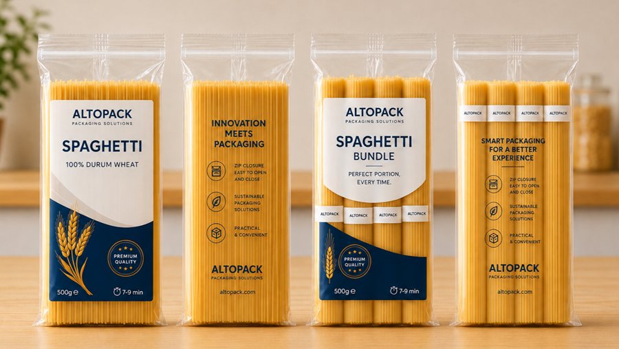 Altopack lance un emballage refermable à fermeture zip pour les spaghettis